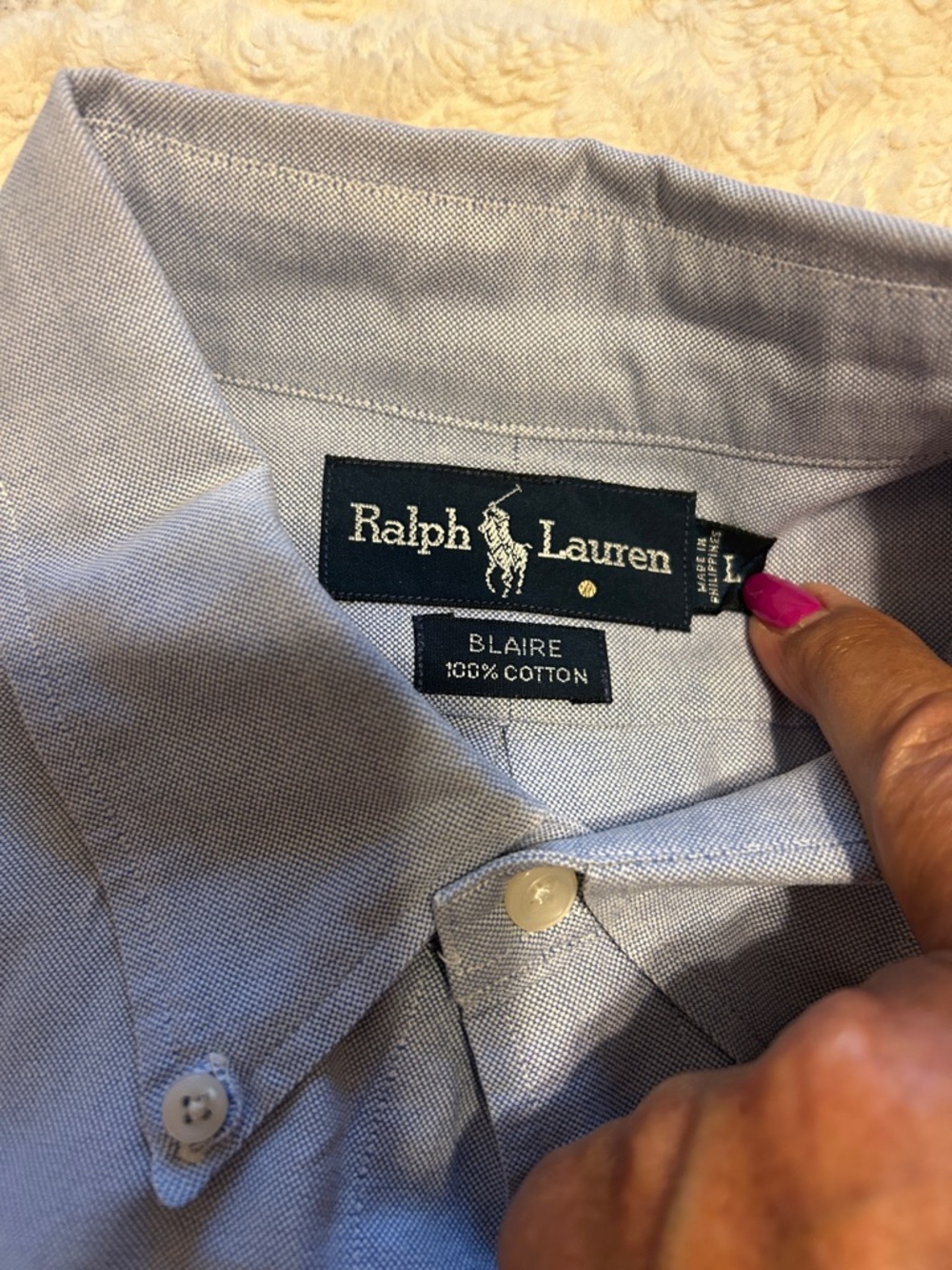 Ralph Lauren Men’s Blaire Button-Down Shirt in Light Blue Large Short Sleeve